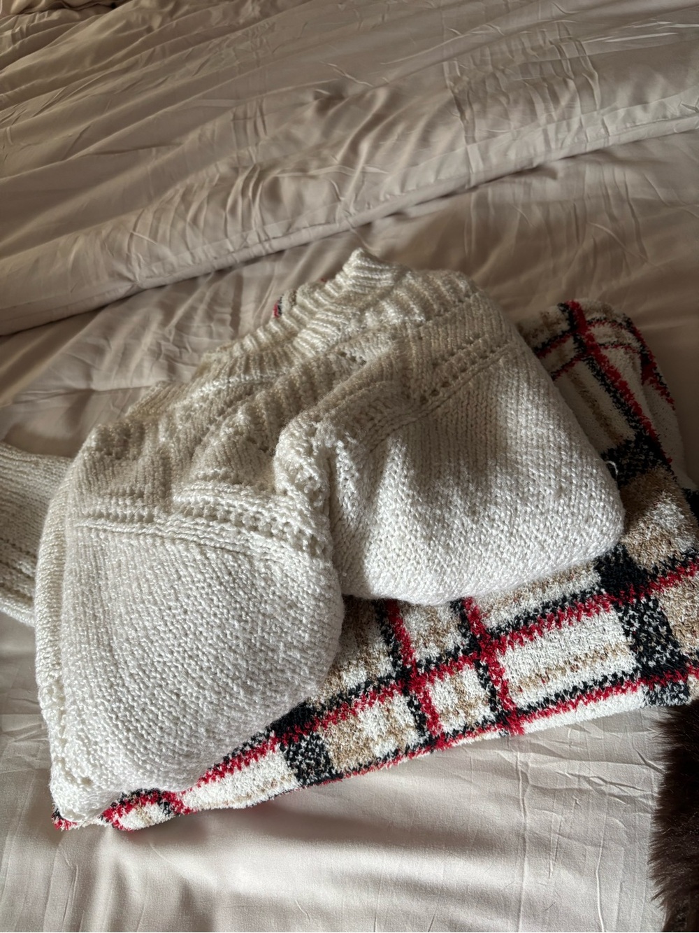 Altar'd State Cream Cable Knit Crew Sweater